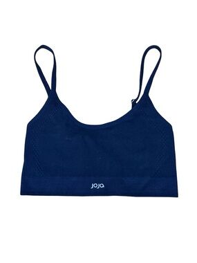 Joja Black Ribbed Spaghetti Strap Athletic Crop Top Nylon Spandex NWOT